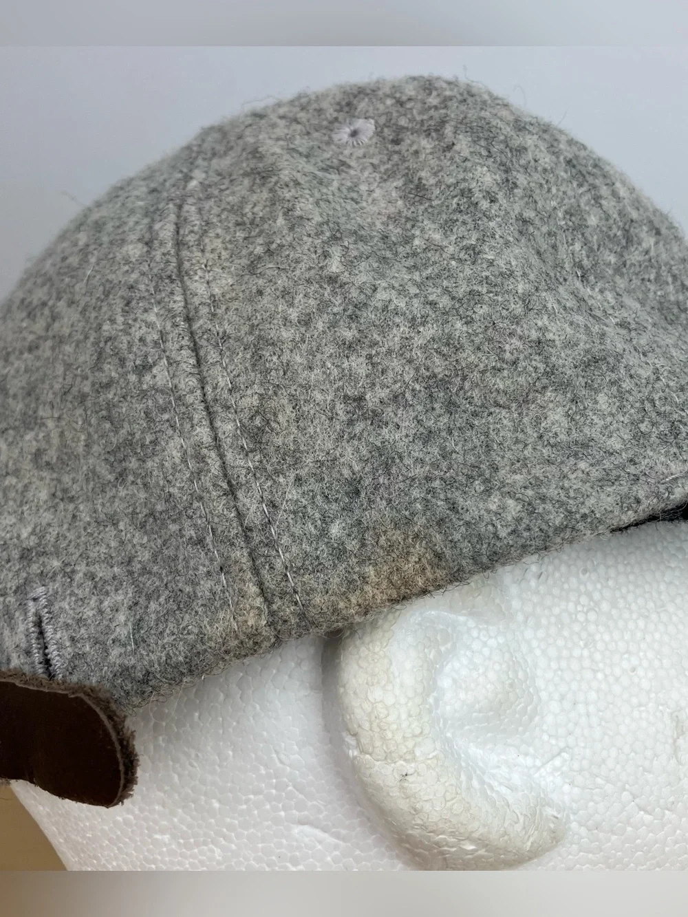 Vintage Woolrich Wool Blend Strapback Hat Gray Patch Logo Made in USA. In good c